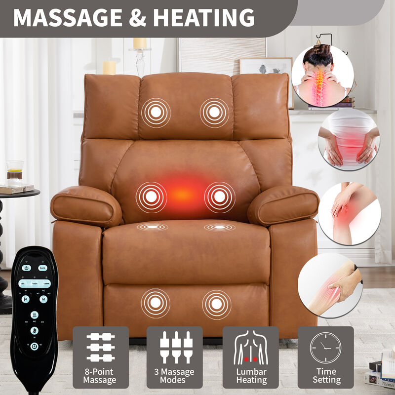 Orange Power Lift Recliners with Hidden Cup Holders, Power-Remote