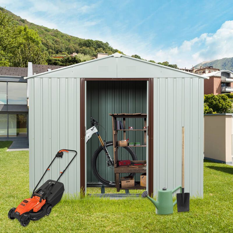 MONDAWE 8 ft. W x 4 ft. D Outdoor Metal Storage Shed with Double Door and 4 Vents 32 sq. ft.