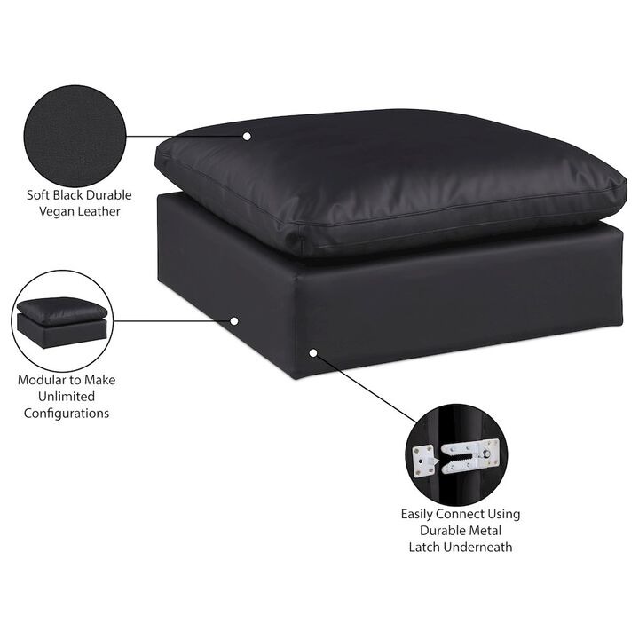 Meridian Furniture Comfy Black Vegan Leather Modular Ottoman