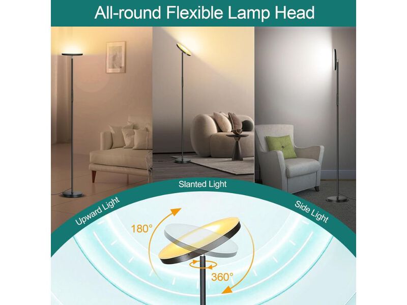 Super Bright LED Torchiere Floor Lamp Dimmable Remote for Living Room image number 1