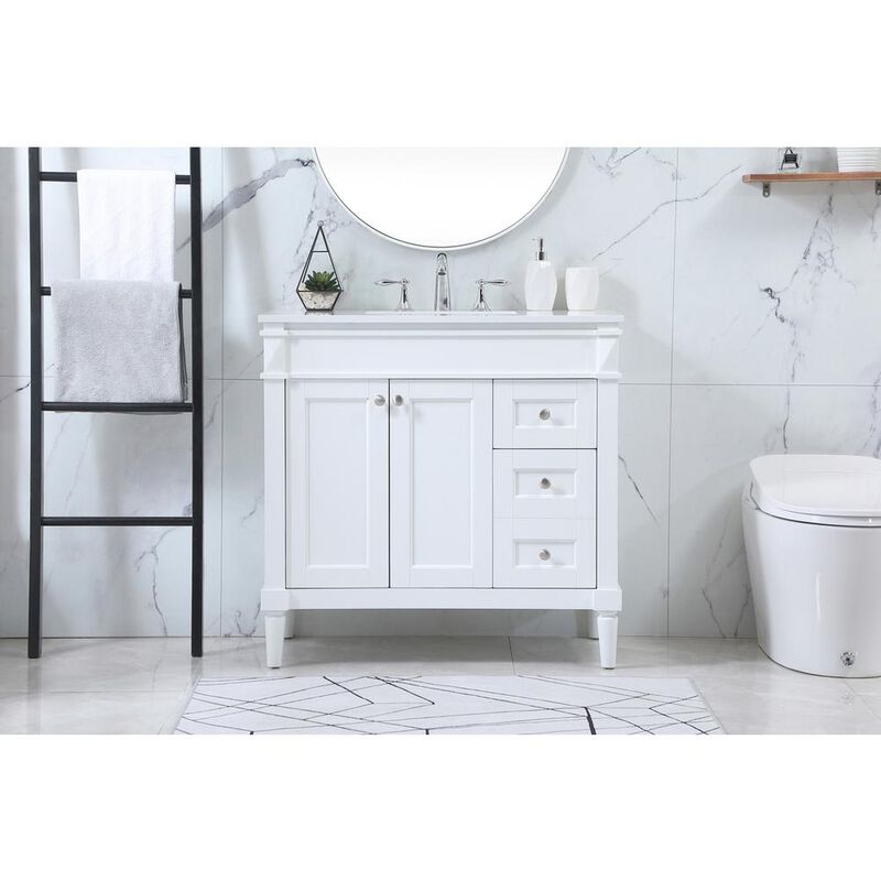 Elegant Kitchen and Bath 36 inch Single bathroom vanity in white