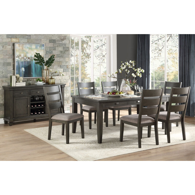 Transitional Gray Finish 1pc Dining Table with 6x Storage Drawers Casual Dining Furniture