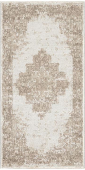HomeRoots Medallion Power Loom Distressed Area Rug