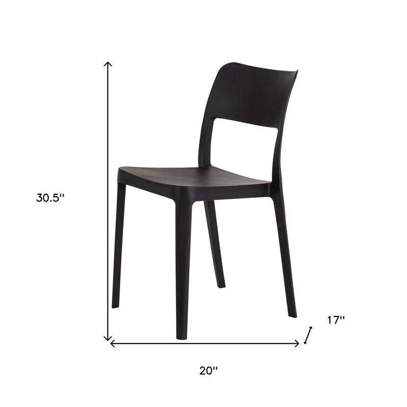 HomeRoots Set of Two Black Heavy Duty Plastic Outdoor Stacking Accent Chairs image number 4