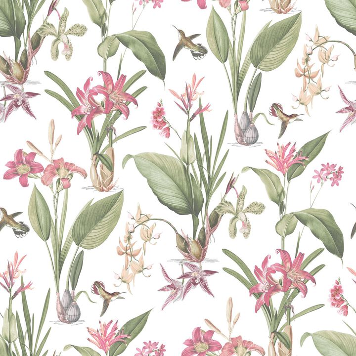 Secret Garden Cottage Botanical Pink Wallpaper G78506