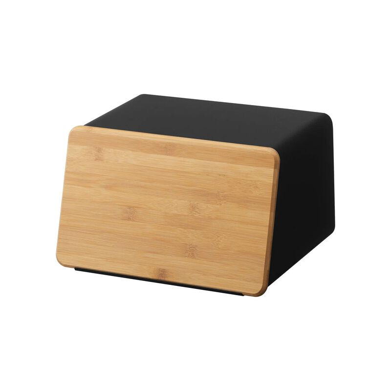 Bread Box with Cutting Board Lid - Steel + Bamboo image number 0