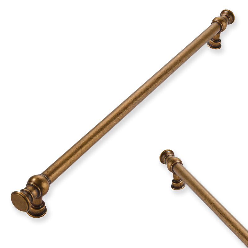 ZAUYX 2-Pack 10inch(256mm) Hole Center Antique Brass Cabinet Pulls Solid Heavy Duty Kitchen Cabinet Hardware for Cupboard Drawer