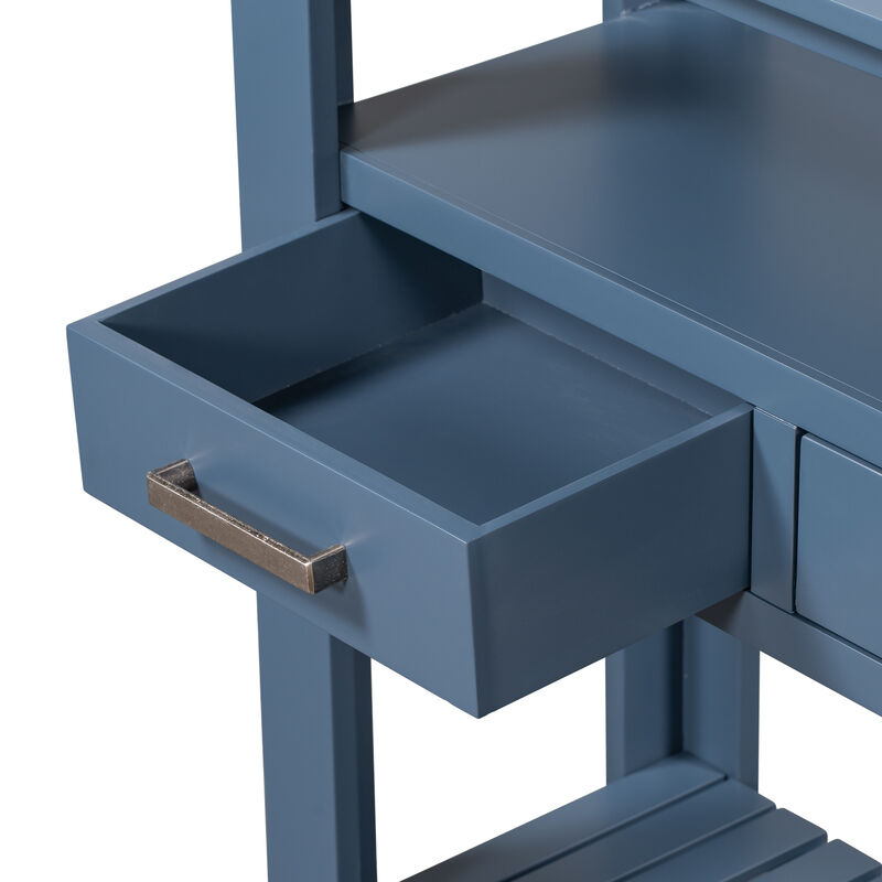 Modern Console Table Sofa Table for Living Room with 4 Drawers and 2 Shelves