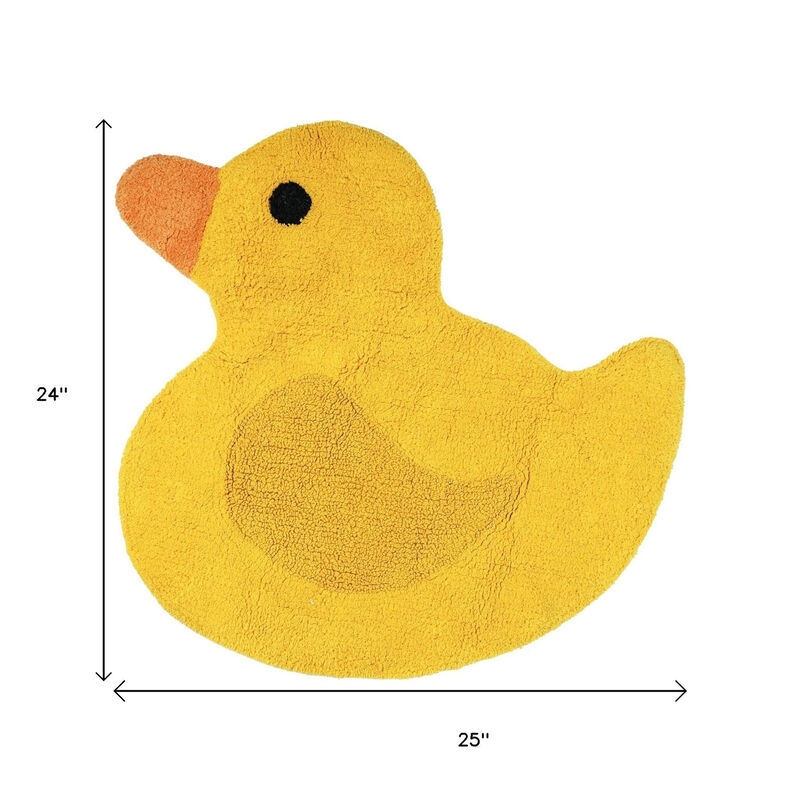 HomeRoots 25" Yellow Cotton Rubber Duckie Youthful Bath Rug image number 5