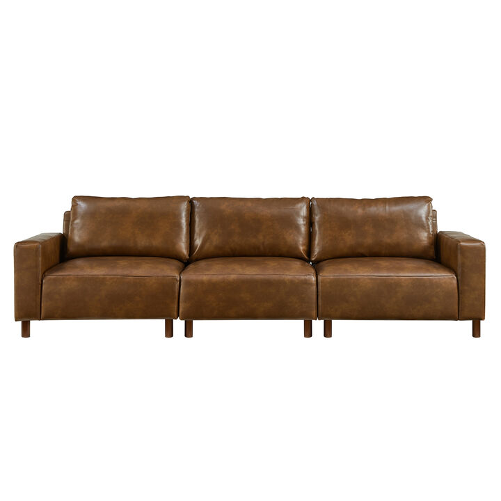 TATEUS 112" Luxury PU Leather Sofa for Living Room sectionals