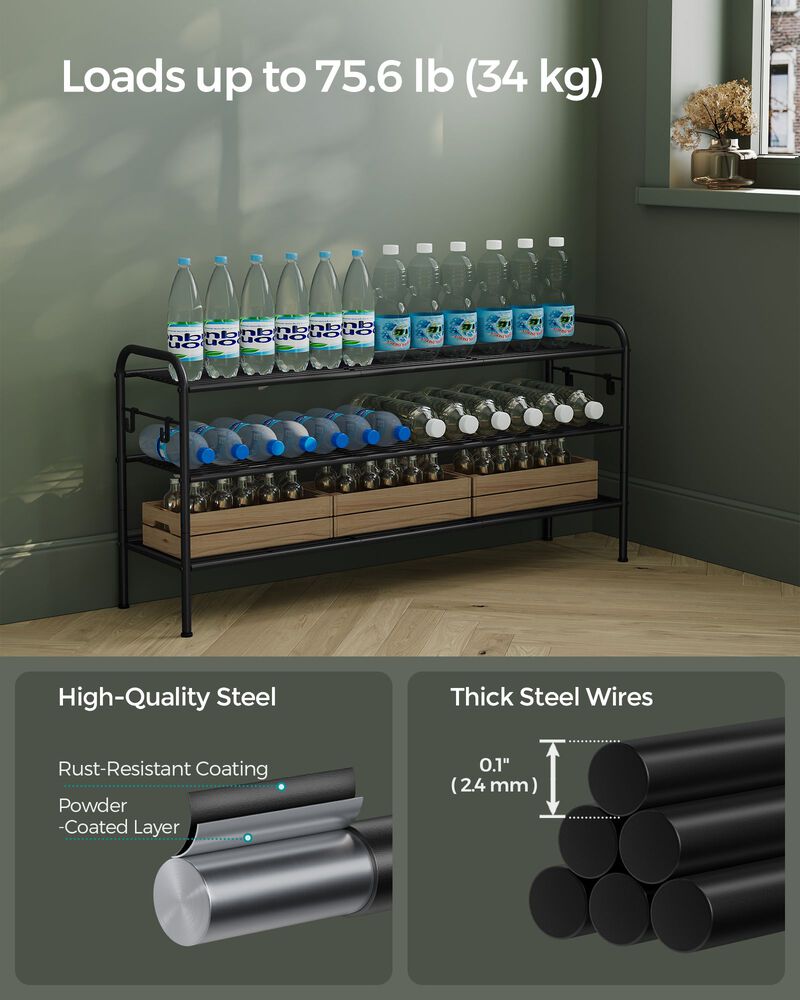 3-Tier Metal Shoe Rack - Sturdy Organizer for Entryway and Closet Storage