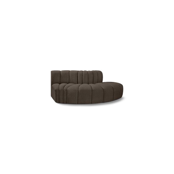 Meridian Furniture Arc Brown Boucle Fabric Modular Sofa