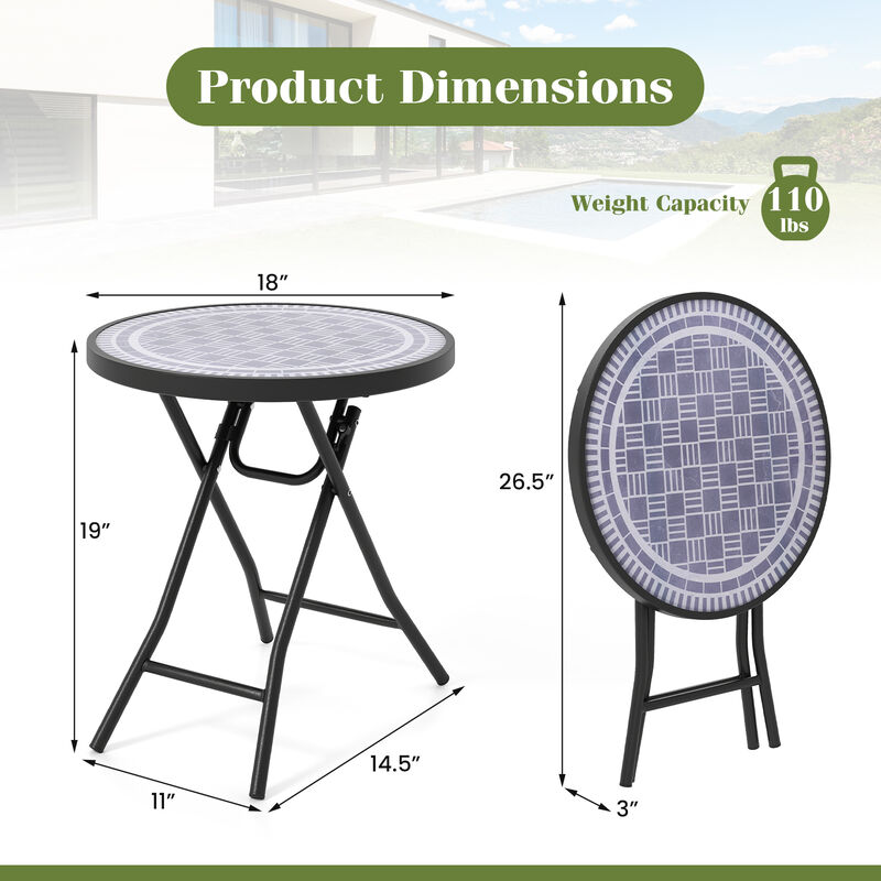 18 Inch Folding Side Table Patio Round Compact Side Table
