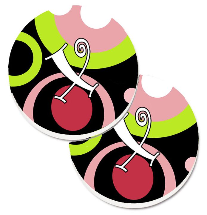 Caroline's Treasures Letter x Monogram - Retro In black Set of 2 Cup Holder Car Coasters AM1002-XCARC, 2.56, Multicolor