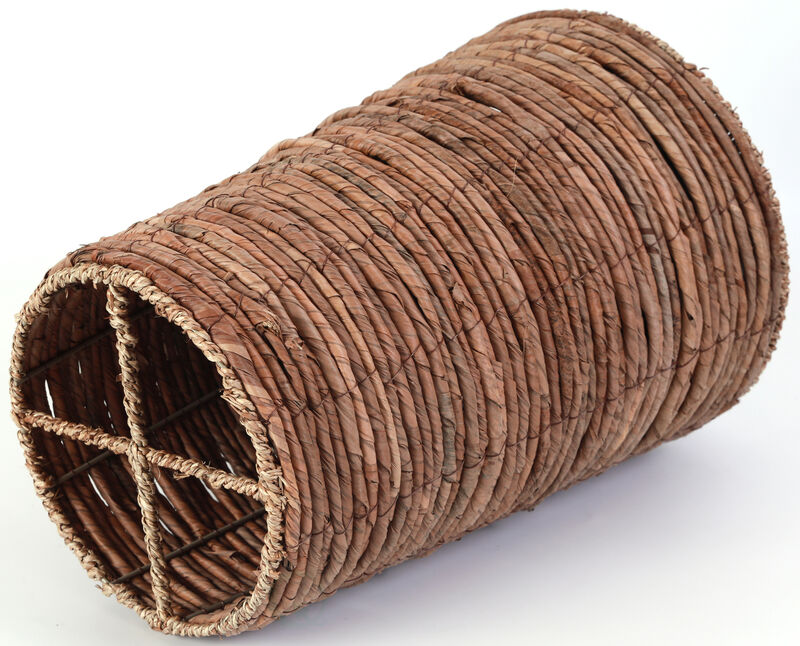 Wicker Banana Rope Tall Floor Planter with Metal Pot, Large