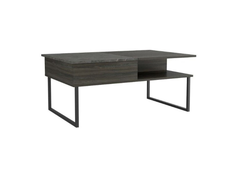 Homezia 41" Onyx And Carbon Manufactured Wood Rectangular Lift Top Coffee Table