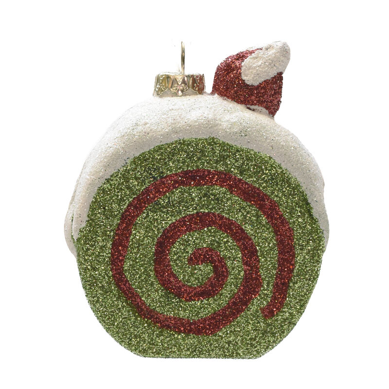 3.25" Green  Red  and Beige Glittered Shatterproof Cake Slice Christmas Ornament image number 0