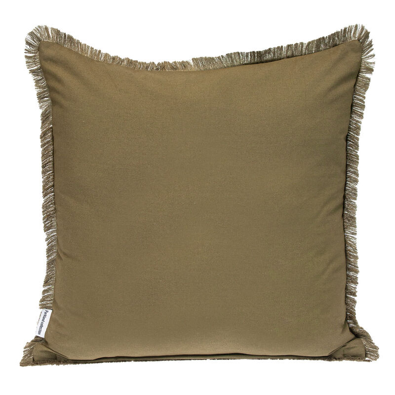 HomeRoots 24" Green and White Striped Cotton Throw Pillow With Fringe image number 2