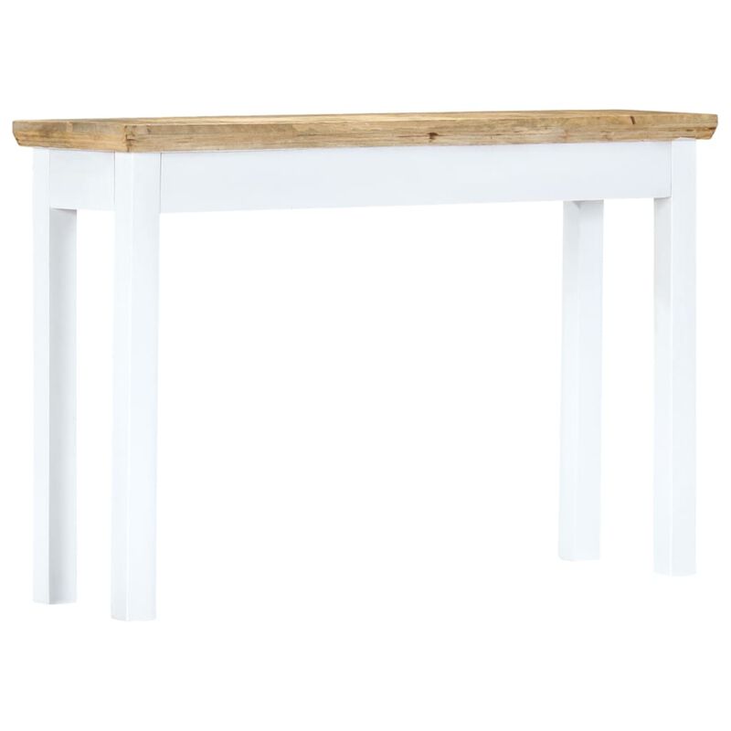 vidaXL Console Table White and Brown 43.3"x13.7"x29.5" Solid Mango Wood