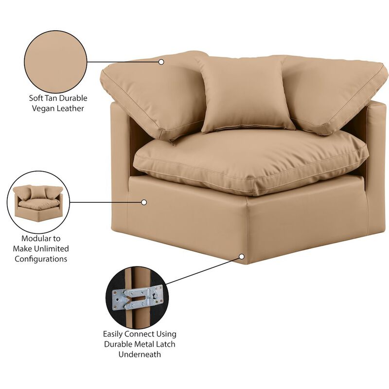 Meridian Furniture Indulge Tan Vegan Leather Corner Chair