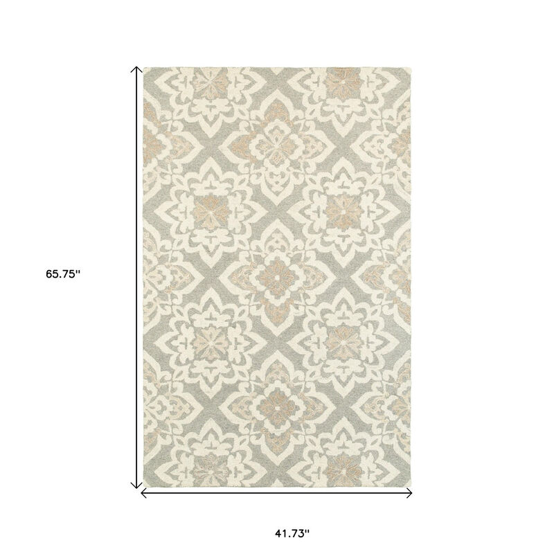 HomeRoots Wool Geometric Hand Tufted Area Rug image number 3