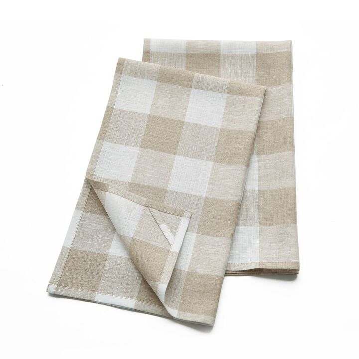 Solino Home 100% Pure Linen Kitchen Towels 16.5 x 26.5 Inch Set of 2 - Buffalo Check