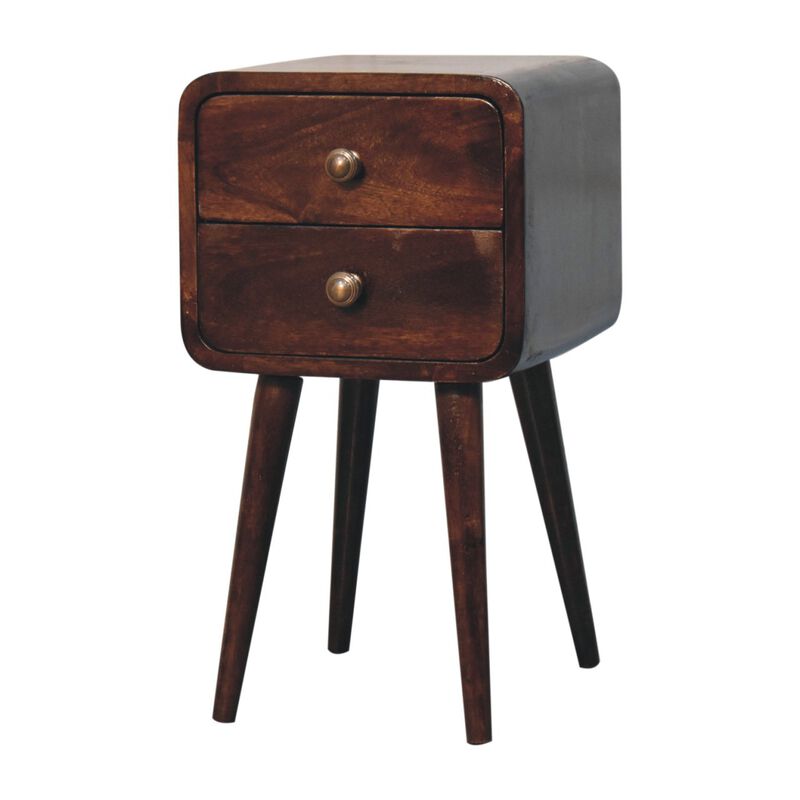 Artisan Furniture Solid Wood Mini California Walnut Curved Bedside