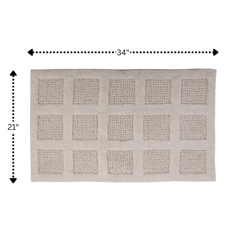 Knightsbridge Square Honeycomb 100% Cotton Reversible Bath Rug 21 X 34 Ivory