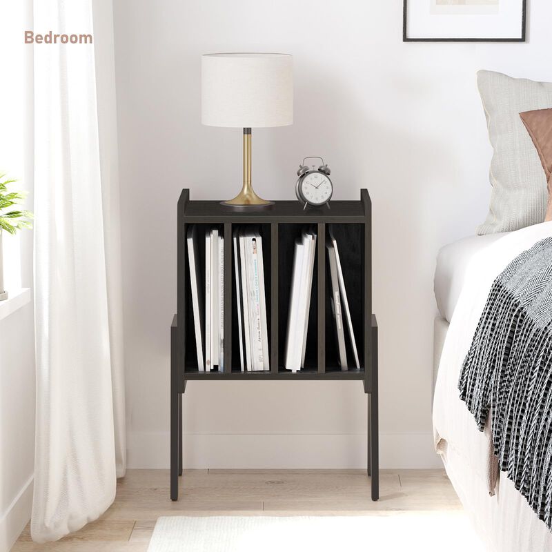 TUTOTAK Record Player Stand, Record Storage Table, End Table with Vinyl Holder Display Shelf, Side Table, Turntable Stand, Night