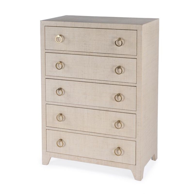 Butler Specialty Bar Harbor 5 Drawer Raffia Dresser, Natural