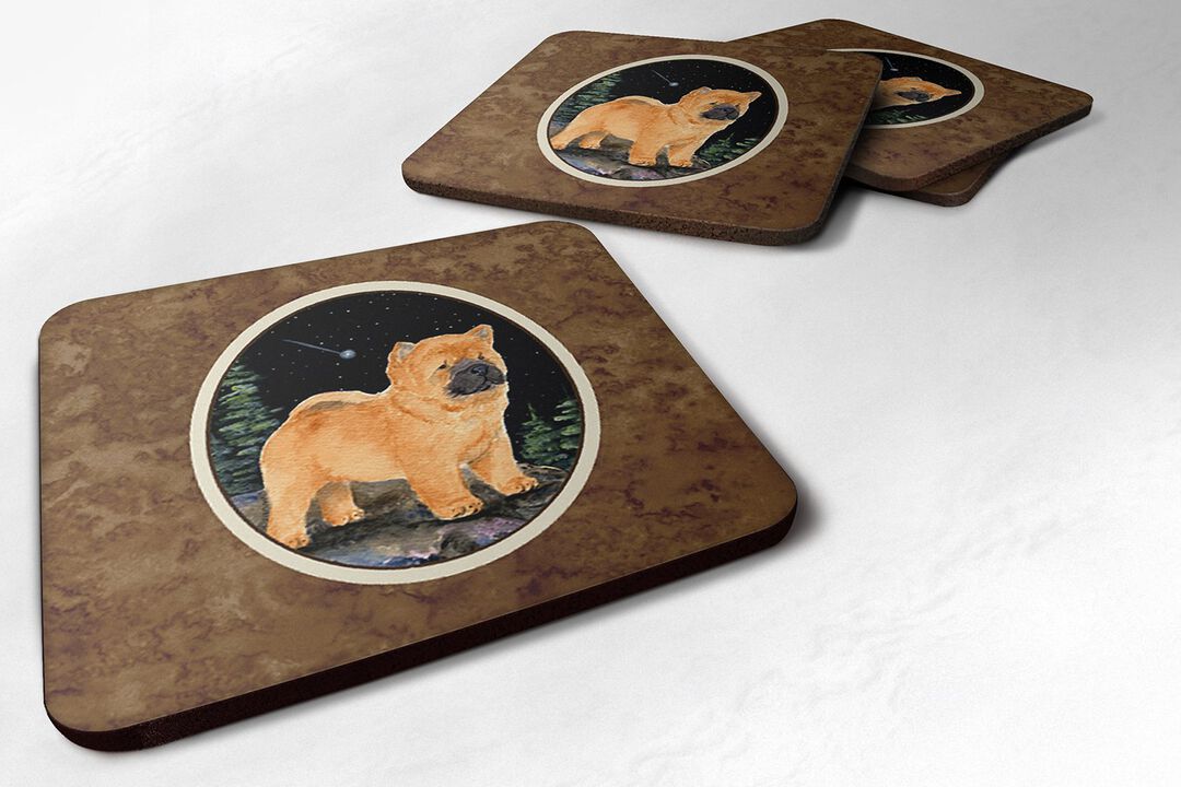Caroline's Treasures SS8488FC Starry Night Chow Chow Foam Coasters Set of 4 (Set of 4), 3.5 H x 3.5 W, Multicolor