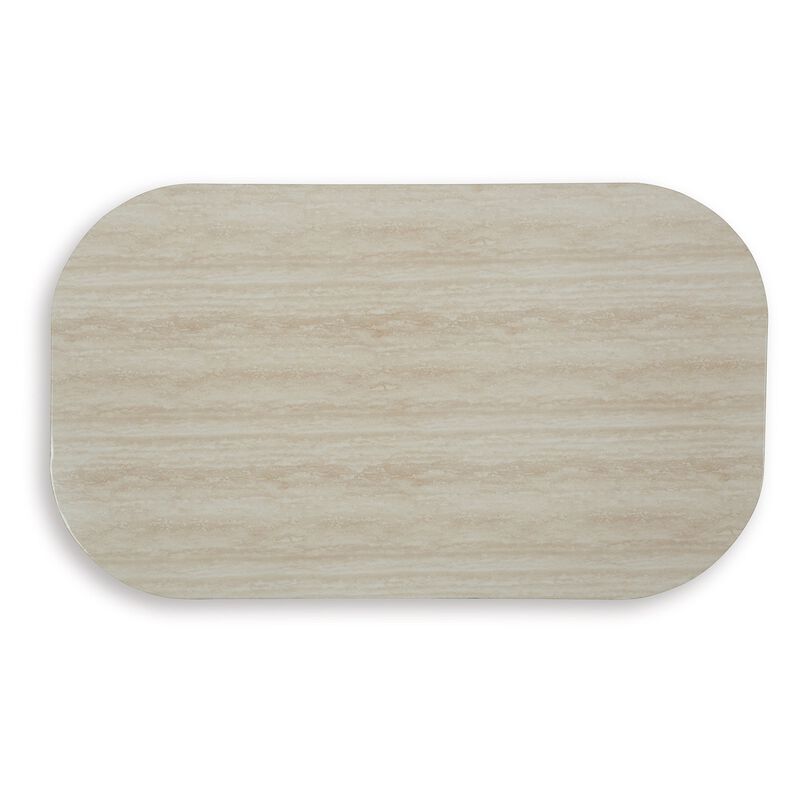 Kimo Outdoor Cocktail Coffee Table, Brown Wicker Details, 50 Inch - Benzara