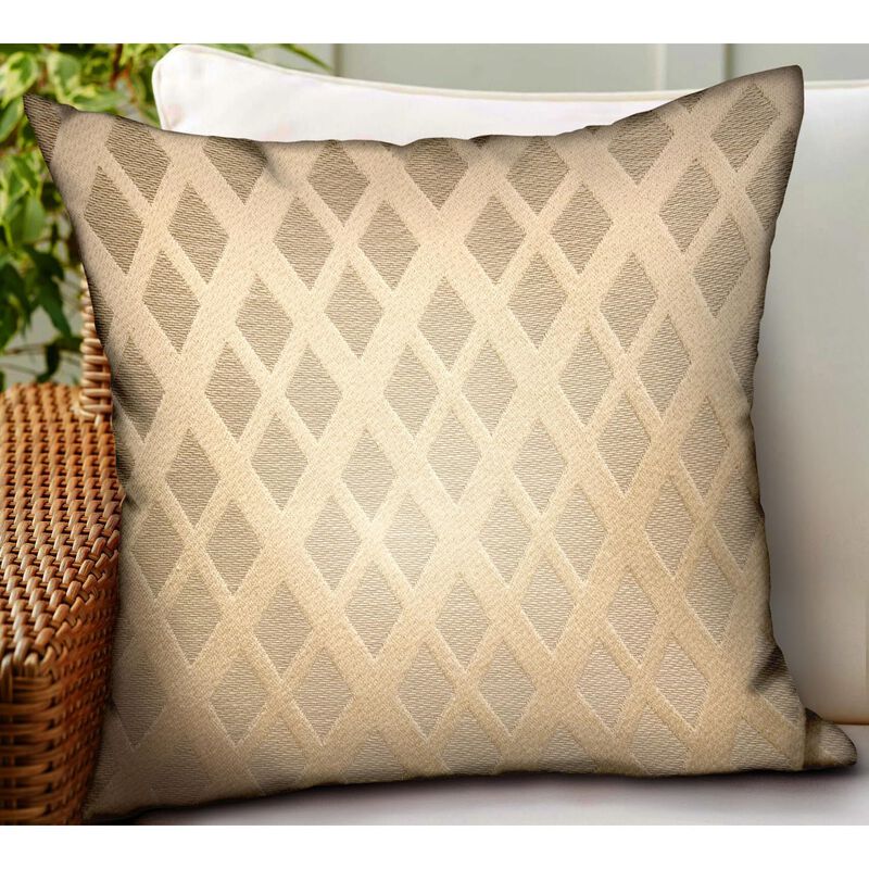 Plutus Brands Diamond Cascade Brown Geometric Luxury Outdoor/Indoor Throw Pillow image number 1