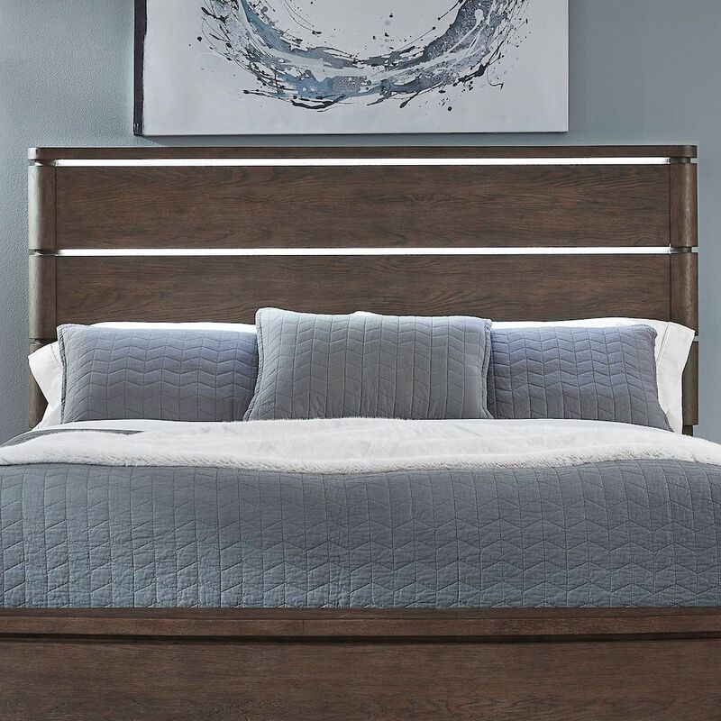 Liberty Furniture Cascade Falls Queen Panel Bed Headboard with LED Touch Light - Satin Espresso image number 1