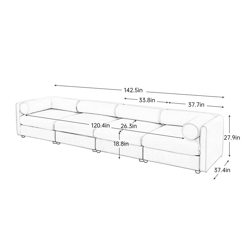 Merax 4 Seats Sofa with Storage for Living Room.