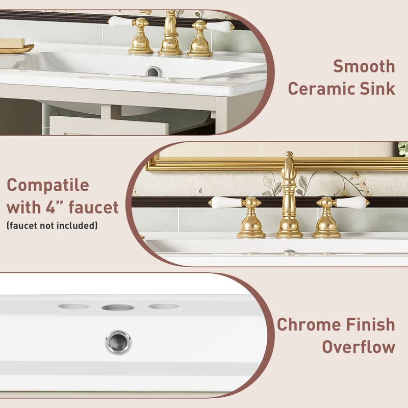 ELEMENT ACE Compact Wall Mounted Bathroom Vanity Set with Ceramic Sink and Storage Cabinet image number 6