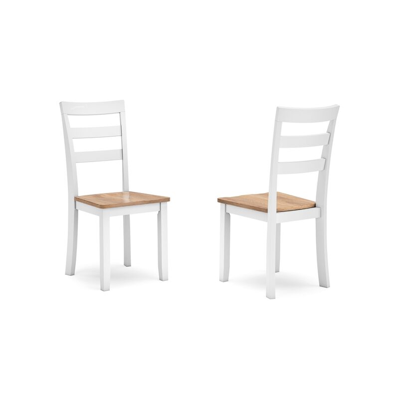 Gasy Dining Chair Set of 2, 22 Inch White and Brown Mango Wood Veneer