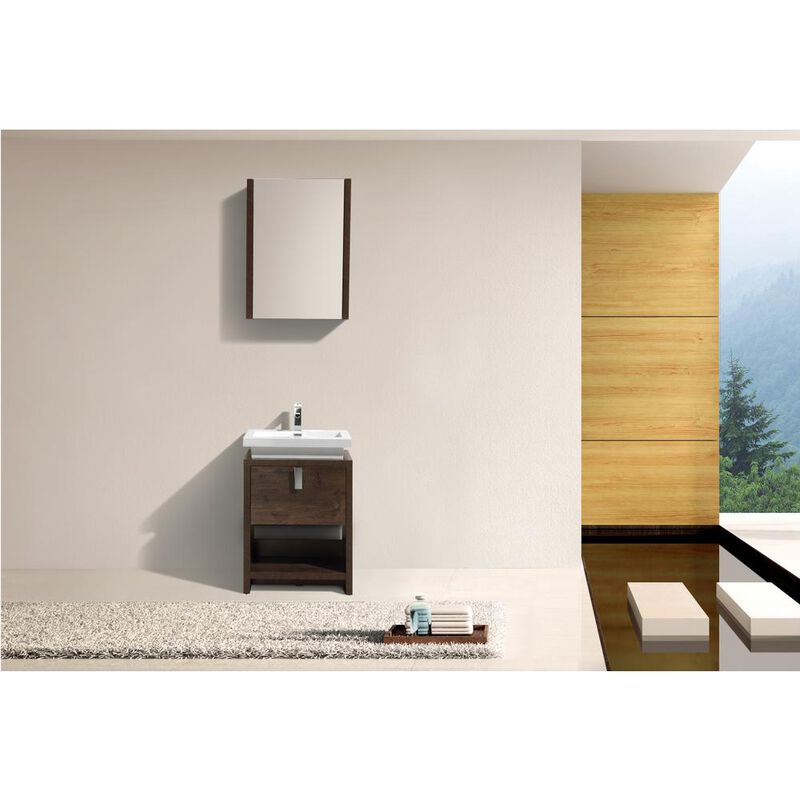 Kubebath Levi 24 Rose Wood Modern Bathroom Vanity w/ Cubby Hole