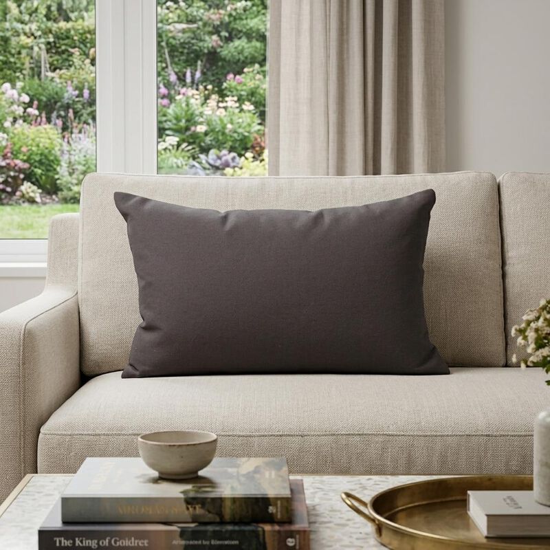 HomeRoots 12" X 18" Gray Cotton Throw Pillow image number 1