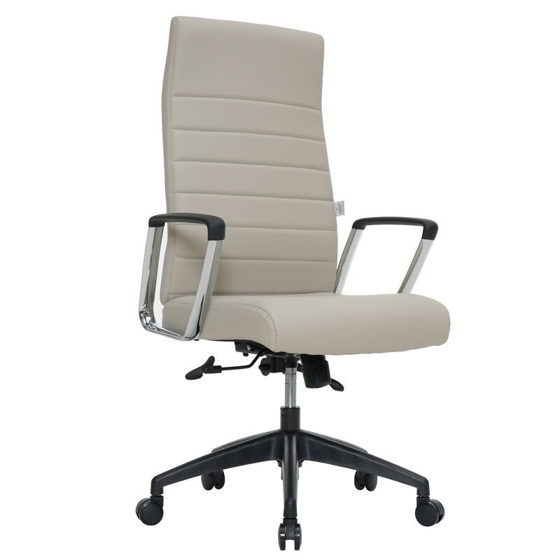 LeisureMod Hilton Modern High Back Leather Conference Office Chair with Adjustable Height & Swivel &ndash; Ergonomic and Stylish Office Seating