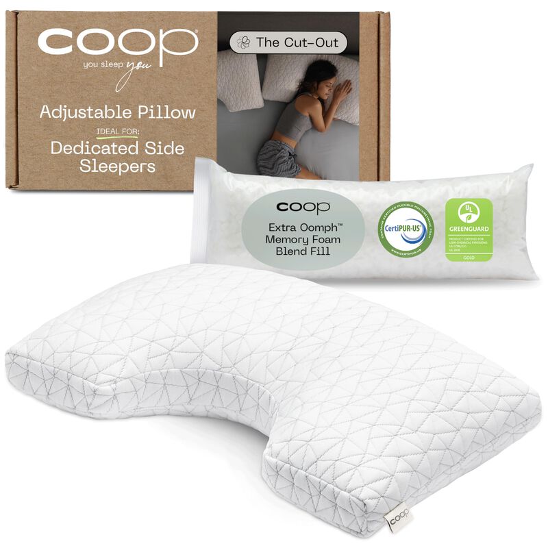 Coop Home Goods Original Cut-Out Adjustable Pillow, Queen Size Bed Pillows for Neck & Head Support, Memory Foam Pillows - Medium