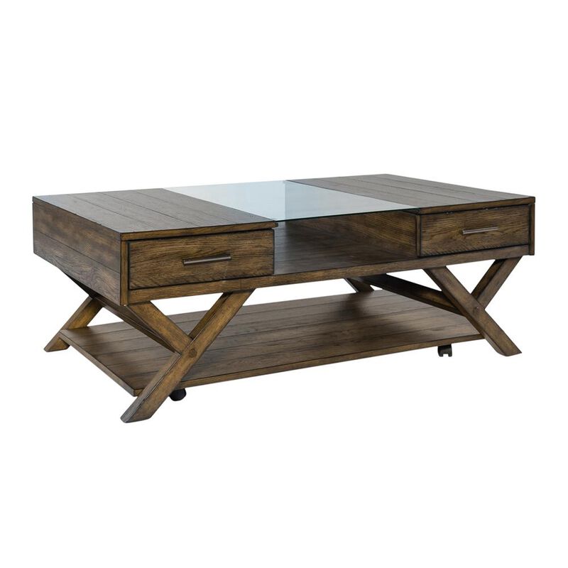 Liberty Furniture Lennox Display Cocktail Table in Weathered Chestnut image number 0