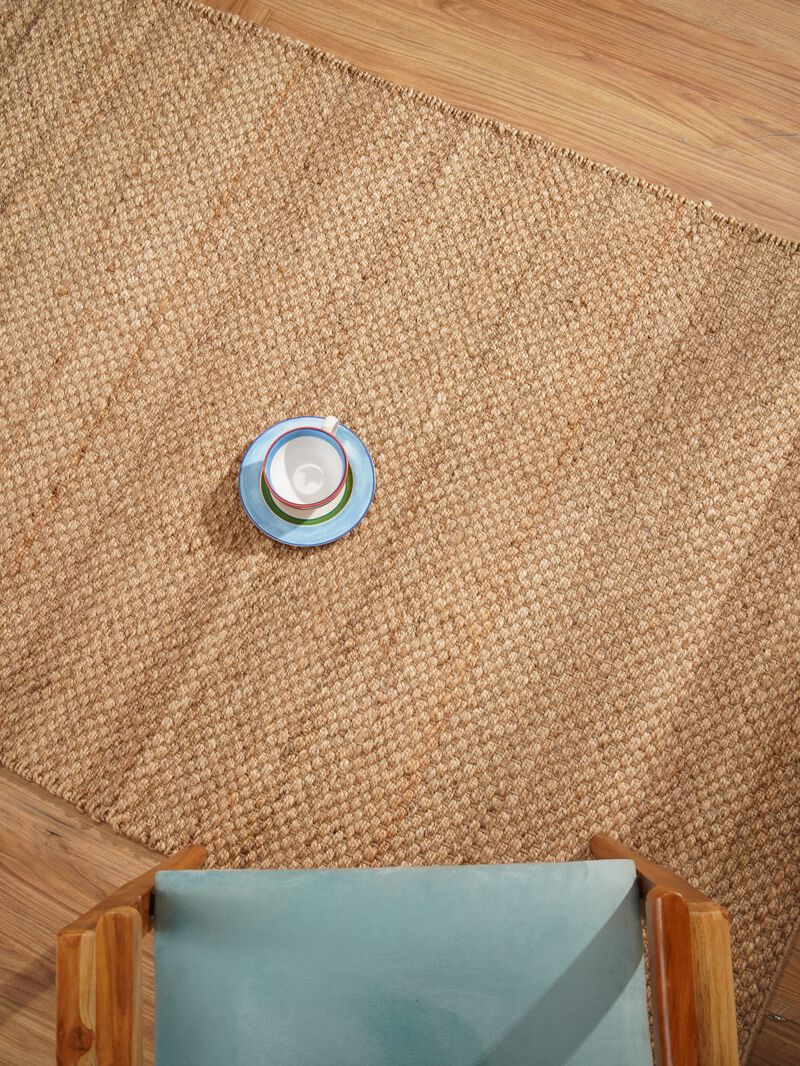 HAND WOVEN JUTE ECO-FRIENDLY AREA RUGS  - Solid Plain Pattern, High Pile, Natural Fiber, Outdoor Indoor Handmade Area Rugs for Living Room, Bed Room (J00006) image number 2