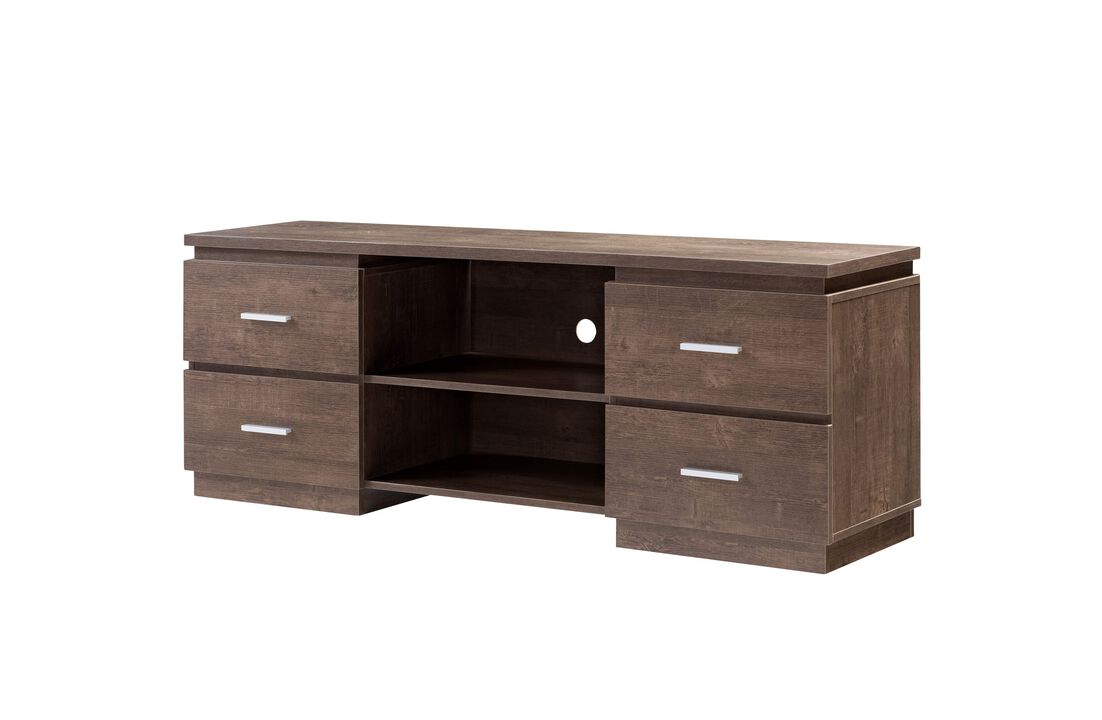 Walnut Oak TV Stand with 4 Drawers & 2 Shelves Entertainment Center