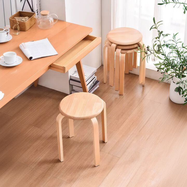 Verceb 4-Pack Stackable Bentwood Stools