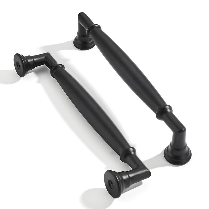 ZAUYX 2 Pack 5 Inch Hole Center Matte Black Cabinet pulls Solid Heavy Duty Cabinet Pull Cabinet Handles Kitchen Cabinet Hardware