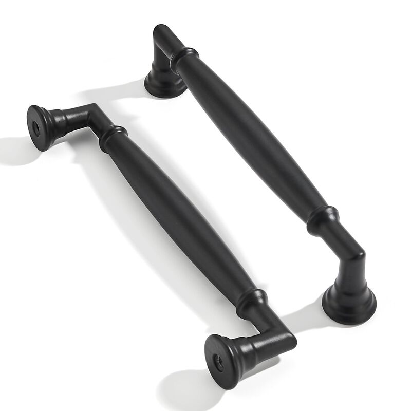 ZAUYX 2 Pack 5 Inch Hole Center Matte Black Cabinet pulls Solid Heavy Duty Cabinet Pull Cabinet Handles Kitchen Cabinet Hardware