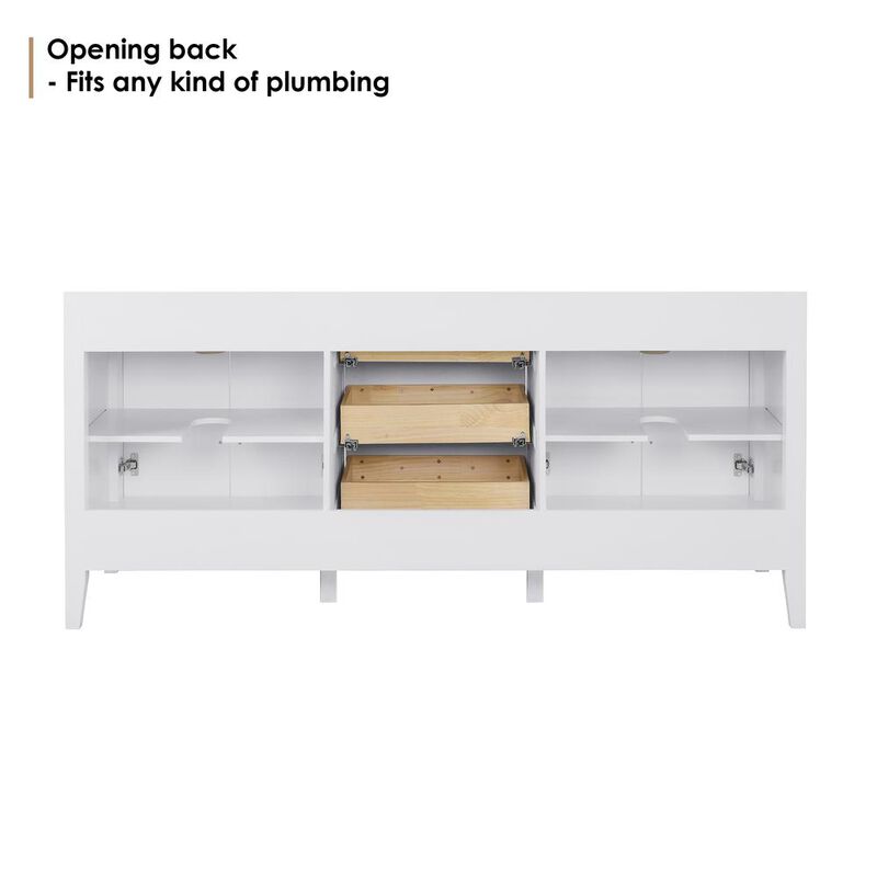 Altair Double Bathroom Cabinet Vanity Base in White without Top and Sink, no Mirror