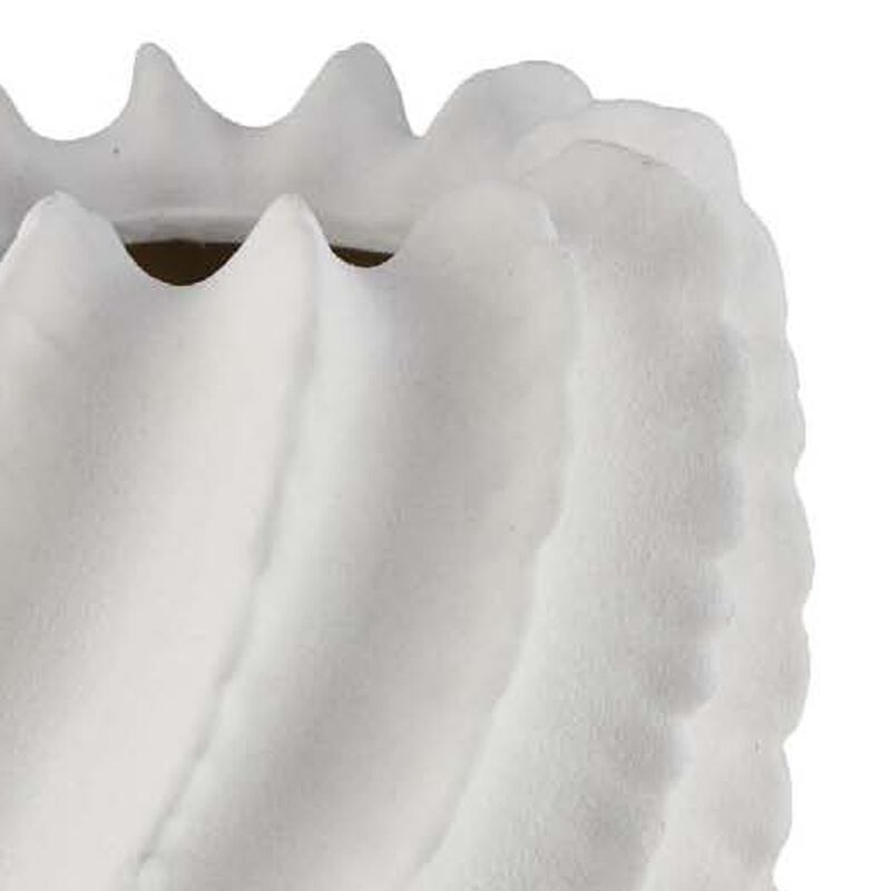 Velz Decorative Flower Vase, 18 Inch Wavy Shape, Matte White Ceramic