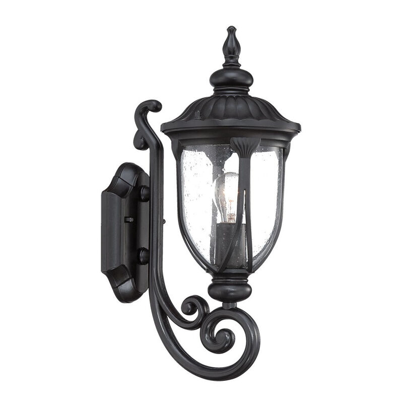 Hivvago Matte Black Cast Aluminum Glass Lantern Wall Light